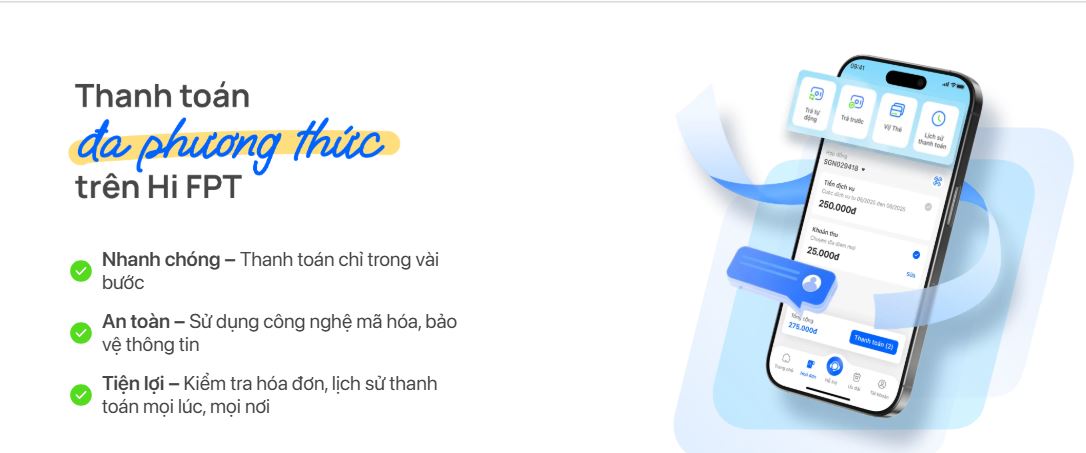 Thanh toán tiền mạng FPT qua Hi FPT