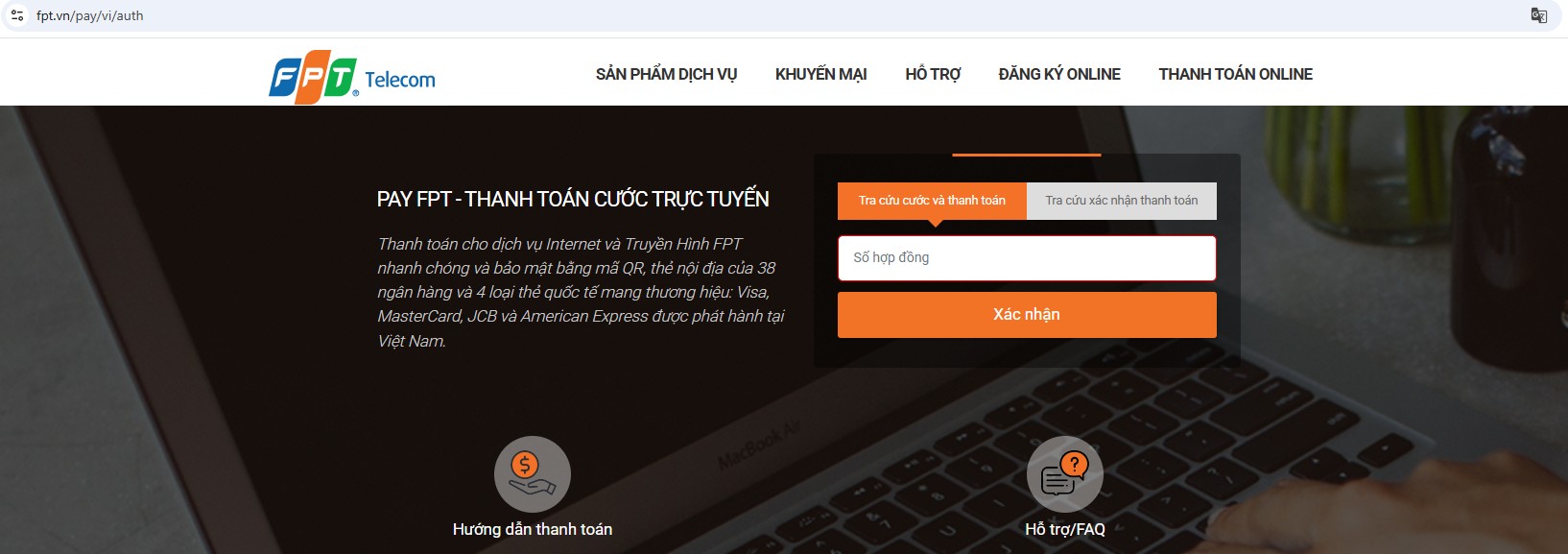 Hướng dẫn cách đóng tiền mạng FPT nhanh chóng, tiện lợi 2 Thanh toán tiền mạng FPT qua Website FPT