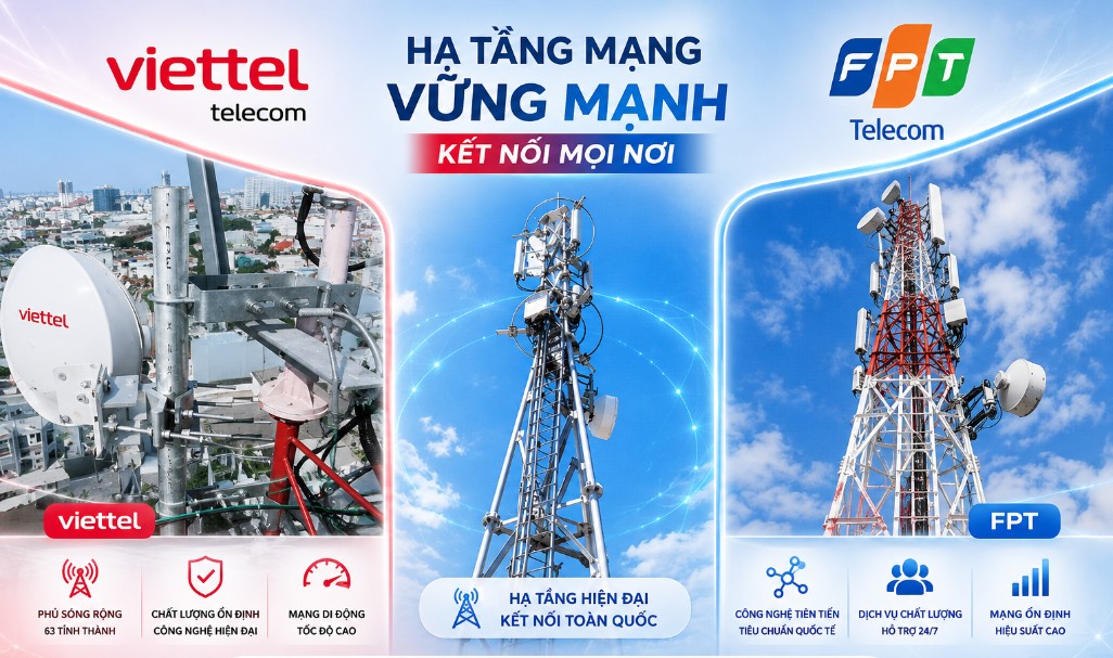 So sánh mạng Viettel Và FPT cái nào tốt hơn, khoẻ hơn 4 cơ sở hạ tầng viễn thông của Viettel và VNPT