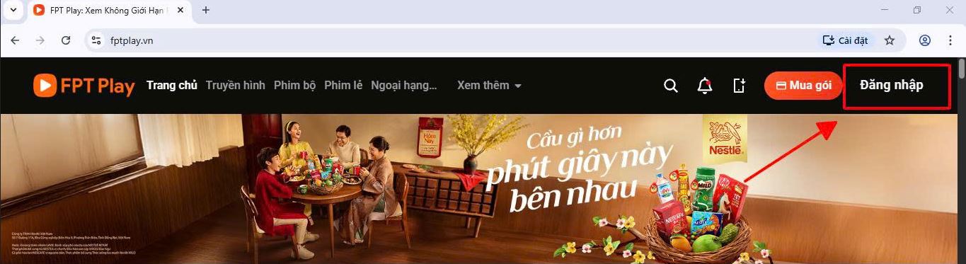 Hướng dẫn tải và mua gói FPT Play trên điện thoại, máy tính, Tivi Smart 5 Đăng nhập vào Website FPT Play