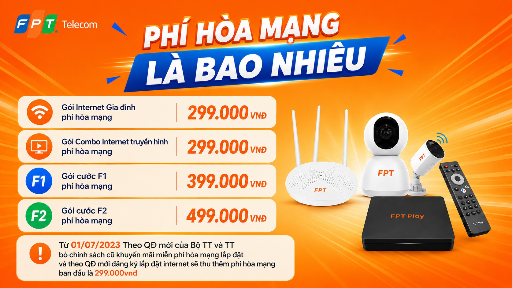 Phí hoà mạng FPT hiện nay là bao nhiêu ? Thông tin Update 2026