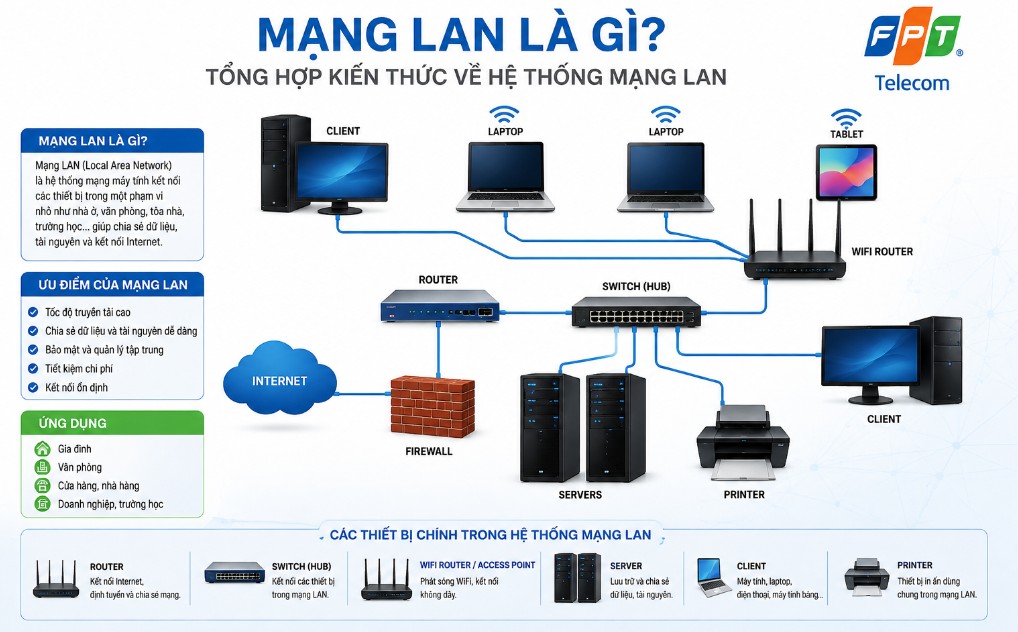 Mạng LAN là gì ? Tổng hợp kiến thức về hệ thống mạng LAN