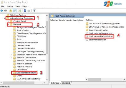 Reservable Bandwidth Hướng dẫn bỏ giới hạn băng thông Internet trên windows 10 - Mạng FPT