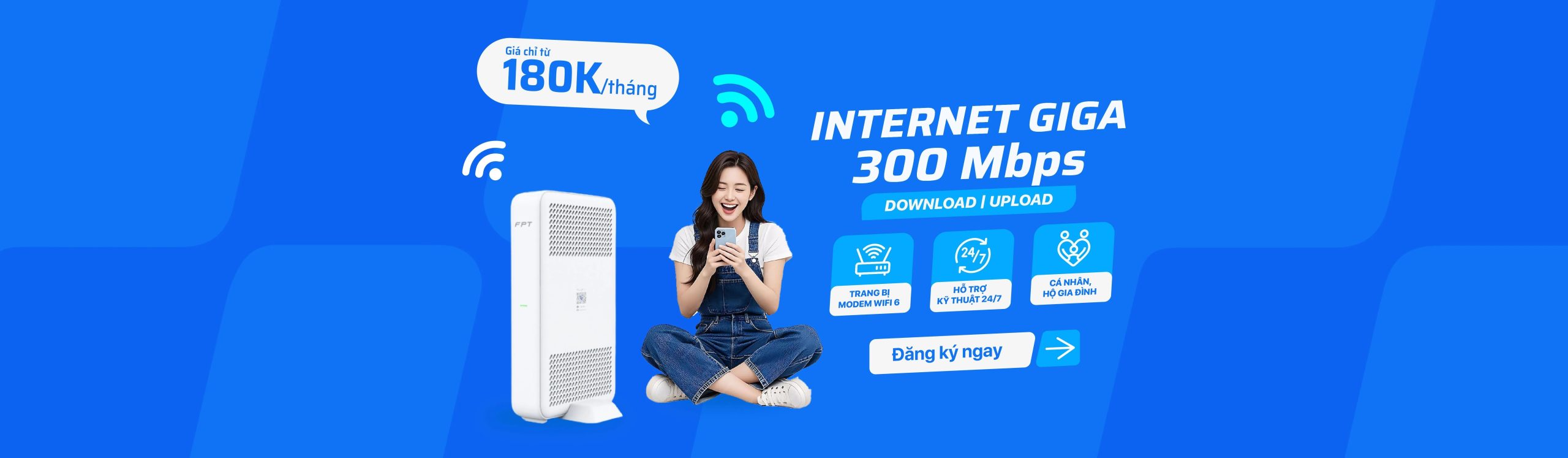 Lắp mạng FPT với giá 180k, 190k một tháng, Free WiFi 6