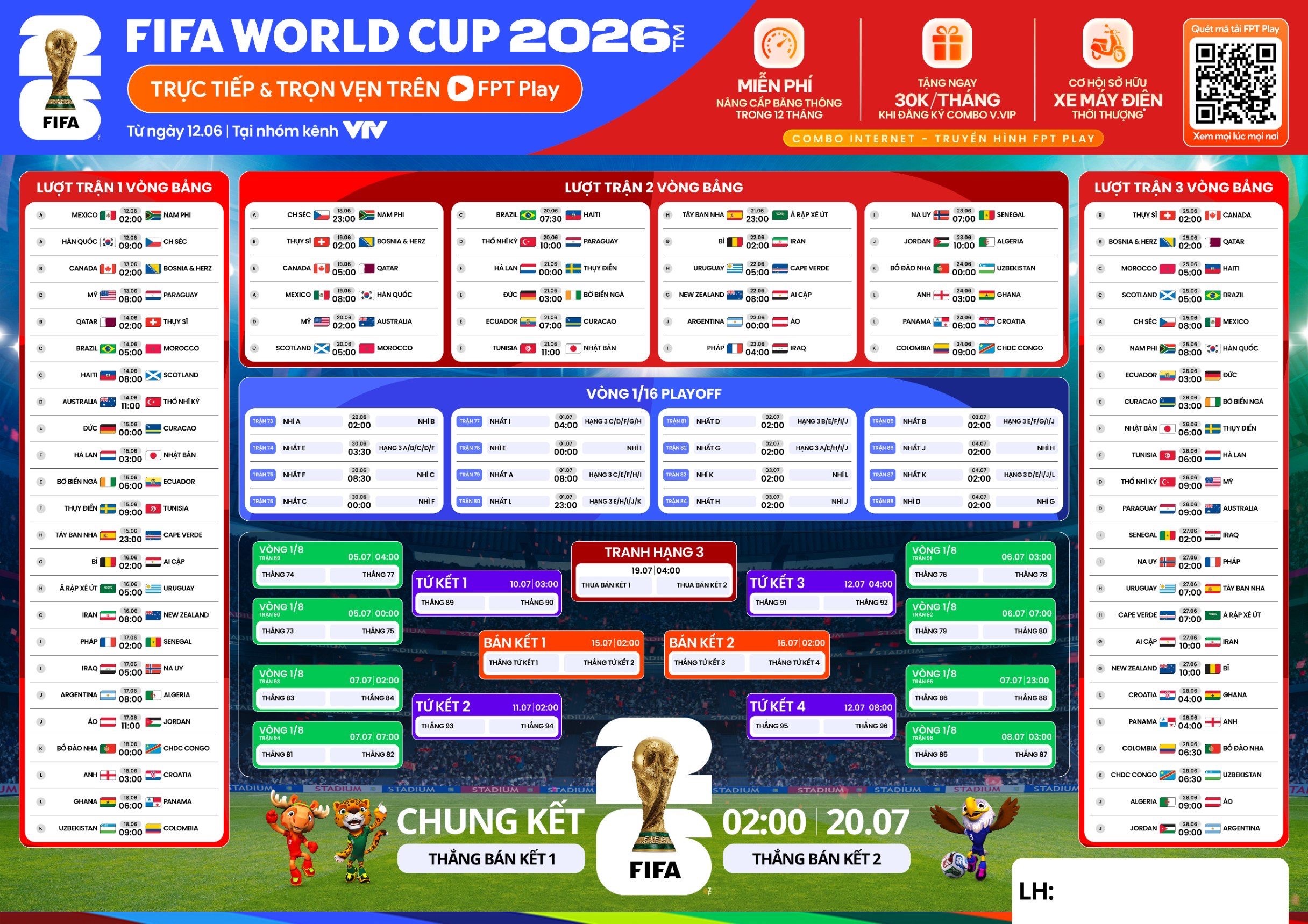Xem trực tiếp World Cup 2026 ở đâu? Chiếu trên kênh nào FPT Play 7 Lịch thi đấu World Cup 2026